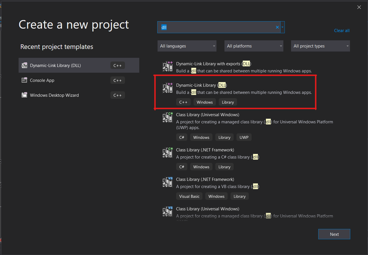 DLL Project in VS