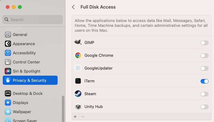 full disk access